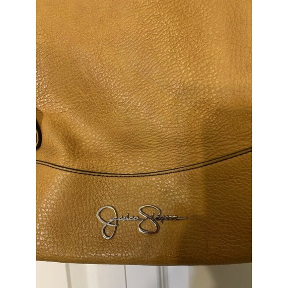 Medium JESSICA SIMPSON Gold Faux Leather Shoulder‎ HANDBAG  Distress - Picture 9 of 9